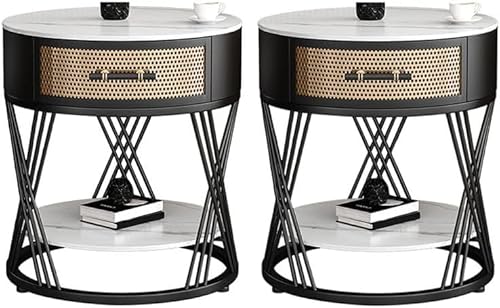 Nachtkommode mit Metallrahmen, 2er Set, moderne schmale Nachttische mit Schublade für Schlaf- und Wohnzimmermöbel Nachtkommode mit Metallrahmen, 2er Set, moderne schmale Nachttische mit Schublade für Schlaf- und Wohnzimmermöbel von Generisch