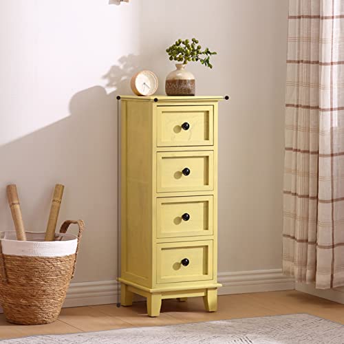 Nachtschrank aus Massivholz, schmales Sideboard mit 4 Schubladen – schlichtes Design für Eck- oder Schlafzimmeraufbewahrung von Generisch