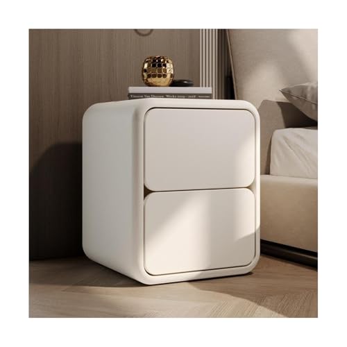 Nachttisch, schmal, weiß, 2er-Set, Nachttisch mit Schubladen, einfache beigefarbene Nachtkommode für Schlafzimmer, Beistelltisch, 45 x 40 x 47 cm, Kommode Aufbewahrungslösung von Generisch