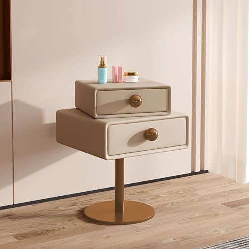 Nachttisch Kommode Nachttisch mit 2 Schubladen, Holz schmaler Beistelltisch mit drehbarer Oberseite, Massivholz Nachttisch, Nordischer Stil für Schlafzimmer Nachttisch Kommode Nachttisch mit 2 Schubladen, Holz schmaler Beistelltisch mit drehbarer Oberseite, Massivholz Nachttisch, Nordischer Stil für Schlafzimmer von Generisch