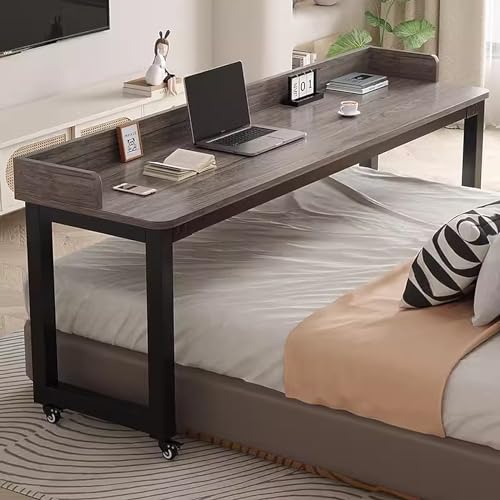 Nachttisch Tablett über Bett Wagen Multifunktionaler Schreibtisch Großer Arbeitsschreibtisch Eckarbeitsplatz Mobiler PC-Ständer mit Rädern Schiebetastatur für Home Office Nachttisch Tablett über Bett Wagen Multifunktionaler Schreibtisch Großer Arbeitsschreibtisch Eckarbeitsplatz Mobiler PC-Ständer mit Rädern Schiebetastatur für Home Office von Generisch