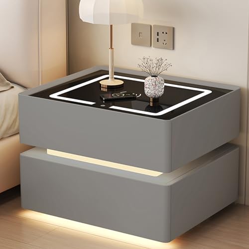 Nachttisch-Zahlenschloss, Nachttisch mit Licht, intelligenter Nachttisch, mit Sensorlicht, geeignet für Büros, Schlafzimmer, mit kabellosem Laden, moderner Nachttisch mit LED-Licht, moderner von Generisch