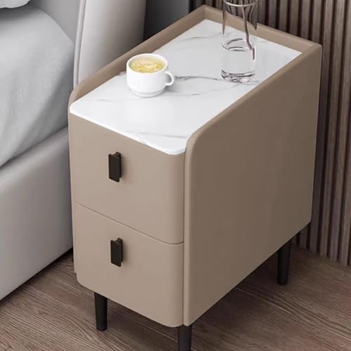 Nachttisch aus Massivholz mit Steinplatten-Design, platzsparender Nachttisch für Schlafzimmer, Arbeitszimmer oder Flur von Generisch