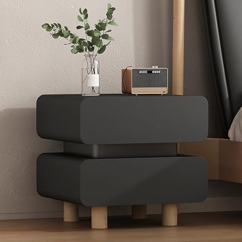 Nachttisch aus Massivholz mit verschiebbaren Schubladen, Kunstleder-Finish, Nachttisch für Schlafzimmer Nachttisch aus Massivholz mit verschiebbaren Schubladen, Kunstleder-Finish, Nachttisch für Schlafzimmer von Generisch