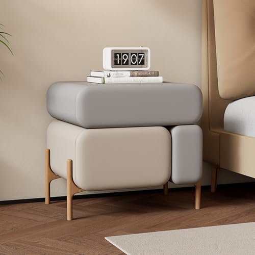 Nachttisch mit 3 Schubladen, moderner Nachttisch mit Leder, Holz Bett Beistelltisch Kommode Schrank für Wohnzimmer Nachttisch mit 3 Schubladen, moderner Nachttisch mit Leder, Holz Bett Beistelltisch Kommode Schrank für Wohnzimmer von Generisch