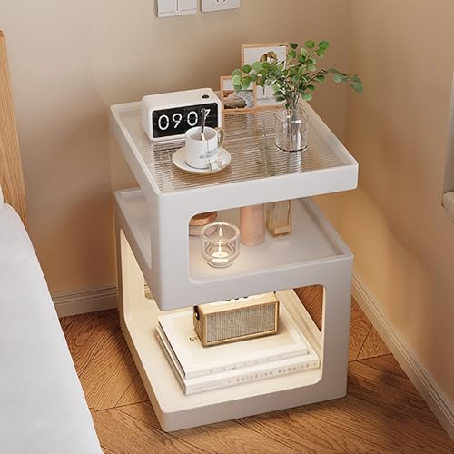 Nachttisch mit LED-Licht, stabiler Nachttisch aus Massivholz mit Ablagefach und USB-Typ-C-Anschlüssen für Schlafzimmer, Heimdekoration Nachttisch mit LED-Licht, stabiler Nachttisch aus Massivholz mit Ablagefach und USB-Typ-C-Anschlüssen für Schlafzimmer, Heimdekoration von Generisch