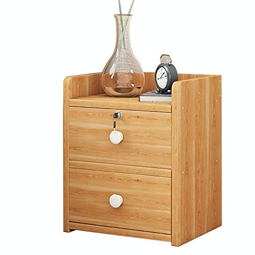 Nachttisch mit abschließbarem Design, große Arbeitsplatte, einfache Installation, 2 Schubladen, L 33 x B 26 x H 40 cm, Farbe A von Generisch
