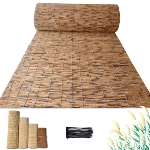 Natürliche Bambus-Zaunrollen – dekorativ für Balkon, Terrasse und Hinterhof – 4,5 m hoch – braun, 1,1 m breit x 6,7 m lang, Außenzäune von Generisch