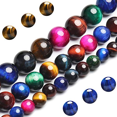 Natürliche bunte Tigerauge-Perlen, Klasse AAA, rund, lose Perlen, 10 mm, 40 Stück, Großpackung, Halbedelsteinperlen für Schmuckherstellung Natürliche bunte Tigerauge-Perlen, Klasse AAA, rund, lose Perlen, 10 mm, 40 Stück, Großpackung, Halbedelsteinperlen für Schmuckherstellung von Generisch