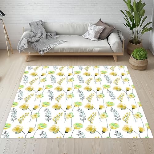 Natur Blumenmuster Waschbarer Teppich 200x280 cm, Aquarell Blumen Blüten Carpet Wohnzimmer Anti Rutsch Große Teppiche Schlafzimmer Weich Kurzflor Teppich Matte Kinderteppich sf1b011 Natur Blumenmuster Waschbarer Teppich 200x280 cm, Aquarell Blumen Blüten Carpet Wohnzimmer Anti Rutsch Große Teppiche Schlafzimmer Weich Kurzflor Teppich Matte Kinderteppich sf1b011 von Generisch