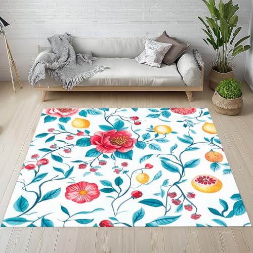 Natur Pflanzen Blumen Waschbarer Teppich 200x280 cm, Granatapfelblüten Carpet Wohnzimmer Anti Rutsch Große Teppiche Schlafzimmer Weich Kurzflor Teppich Matte Kinderteppich de1s058 Natur Pflanzen Blumen Waschbarer Teppich 200x280 cm, Granatapfelblüten Carpet Wohnzimmer Anti Rutsch Große Teppiche Schlafzimmer Weich Kurzflor Teppich Matte Kinderteppich de1s058 von Generisch