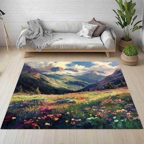 Natur Scenery Waschbarer Teppich 200x280 cm, Berg Wildblumen Blumenfeld Carpet Wohnzimmer Anti Rutsch Große Teppiche Schlafzimmer Weich Kurzflor Teppich Matte Kinderteppich Hs1v018 Natur Scenery Waschbarer Teppich 200x280 cm, Berg Wildblumen Blumenfeld Carpet Wohnzimmer Anti Rutsch Große Teppiche Schlafzimmer Weich Kurzflor Teppich Matte Kinderteppich Hs1v018 von Generisch