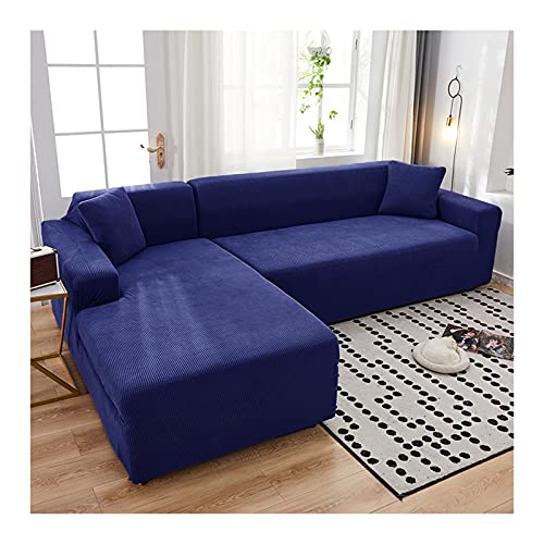 Navy Blau Stretch Sofabezug 3-Sitzer L-Form Couchschutz Karomuster Elastischer Stoff Schonbezug für Ecksofa Polyester-Mischgewebe Navy Blau Stretch Sofabezug 3-Sitzer L-Form Couchschutz Karomuster Elastischer Stoff Schonbezug für Ecksofa Polyester-Mischgewebe von Generisch