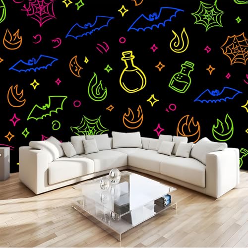 Neonfarben Gothic-Stil Fototapete 400 x 280 cm Vlies Motivtapeten Moderne Wandtapete Wohnzimmer Schlafzimmer Study Wohnzimmer Restaurant Cafe Wand Dekoration, Neonfarben Gothic-Stil Fototapete 400 x 280 cm Vlies Motivtapeten Moderne Wandtapete Wohnzimmer Schlafzimmer Study Wohnzimmer Restaurant Cafe Wand Dekoration, von Generisch