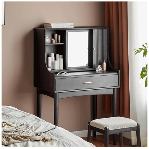 Nero Schminktisch Set mit offenen Regalen, HD Mercury Spiegel, Push-Pull Design Schminktisch für Schlafzimmer oder Ankleidezimmer, stilvolle Kosmetik-Möbel Nero Schminktisch Set mit offenen Regalen, HD Mercury Spiegel, Push-Pull Design Schminktisch für Schlafzimmer oder Ankleidezimmer, stilvolle Kosmetik-Möbel von Generisch