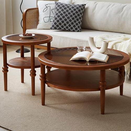 Nesting Coffee Table Set with Glass & Rattan Top Sturdy Center Table with Double-Layer Storage No Assembly Required Modern Design for Living Room & Home Decor Nesting Coffee Table Set with Glass & Rattan Top Sturdy Center Table with Double-Layer Storage No Assembly Required Modern Design for Living Room & Home Decor von Generisch