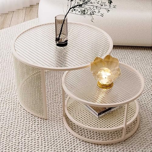 Nesting Couchtisch 2er Set, Glasplatte mit Ablage, modernes Design für Wohnzimmer, Schlafzimmer oder Büro, stabile Metallbeine Nesting Couchtisch 2er Set, Glasplatte mit Ablage, modernes Design für Wohnzimmer, Schlafzimmer oder Büro, stabile Metallbeine von Generisch