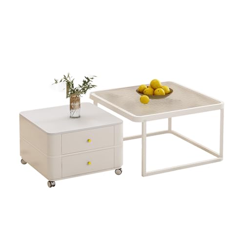 Nesting Couchtisch 2er Set, stapelbare Beistelltische mit gehärtetem Glas, moderner Stil für Wohnzimmer-Dekor Nesting Couchtisch 2er Set, stapelbare Beistelltische mit gehärtetem Glas, moderner Stil für Wohnzimmer-Dekor von Generisch