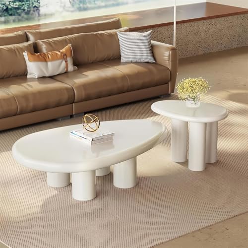 Nesting Couchtisch 2er Set mit stabilen zylindrischen Beinen, Moderne Wohnzimmermöbel für Sofa Nesting Couchtisch 2er Set mit stabilen zylindrischen Beinen, Moderne Wohnzimmermöbel für Sofa von Generisch