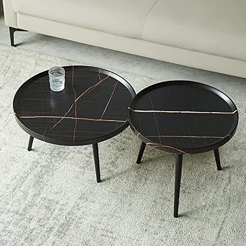 Nesting Couchtisch Set, Rund Holz Design mit Metallbeinen, Einfache Montage für Wohnzimmer, Balkon oder Sofa Seite Nesting Couchtisch Set, Rund Holz Design mit Metallbeinen, Einfache Montage für Wohnzimmer, Balkon oder Sofa Seite von Generisch