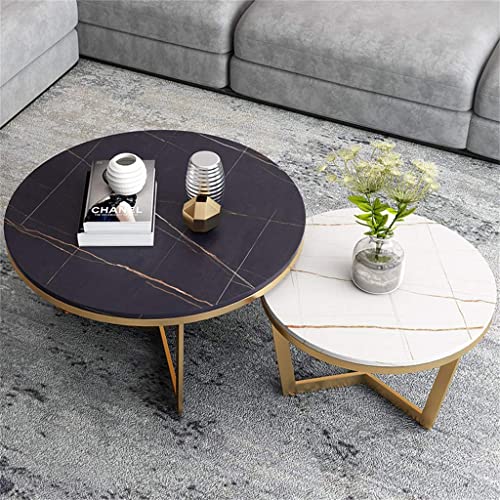 Nesting Couchtisch-Set, modern, rund, Beistelltische mit Stauraum, Metallrahmen, Beine, Sofatisch, Cocktailtisch, Wohnzimmermöbel (2er-Set) von Generisch