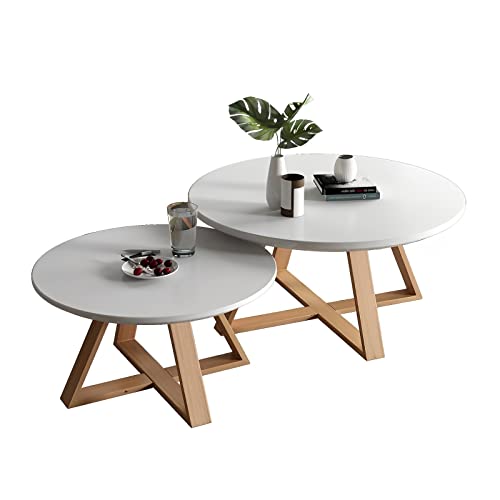 Nesting Couchtische 2er Set - Runde Moderne Minimalistische Beistelltische für Wohnzimmer, Stabil und einfach zu montieren, ideal für Schlafzimmer und Balkon Nesting Couchtische 2er Set - Runde Moderne Minimalistische Beistelltische für Wohnzimmer, Stabil und einfach zu montieren, ideal für Schlafzimmer und Balkon von Generisch