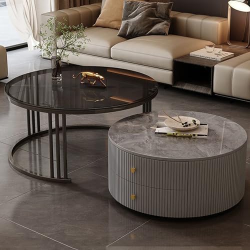 Nesting Couchtische 2er Set mit großem Stauraum, einfache Wartung für Wohnzimmer, Schlafzimmer, Büro, Balkon, Wohnungsgebrauch von Generisch