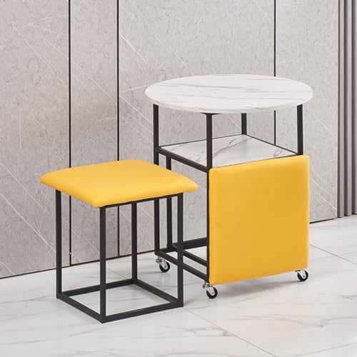 Nesting Ottoman Couchtisch mit Schwenkrollen, stapelbare Sitzwürfel & beweglicher Leder-Beistelltisch für Wohnzimmer & Home Office von Generisch