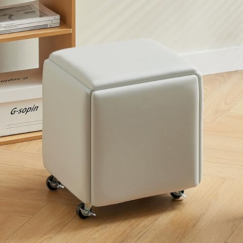Nesting Ottoman Cube Chair, 5 in 1 Removable Rolling Stool with Swivel Casters, Stackable Sofa Chair for Living Room, Bedroom, Dining Room von Generisch