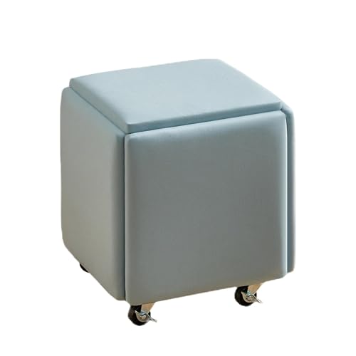Nesting Ottoman Cube Chairs - Stackable Stools and Footrest with Wheels - Versatile Square Ottoman Bench for Living Room, Bedroom, Dining Room - Set of 5 von Generisch
