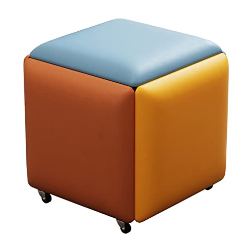 Nesting Ottoman Cube with Swivel Casters - Stackable Sofa Chair Stool, Movable Footstool for Living Room and Bedroom von Generisch