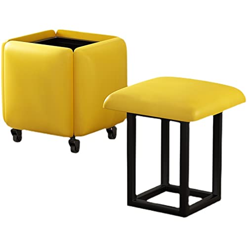 Nesting Ottoman Stool Footrest Stool with Wheels,Stackable Bar Stool, Multifunctional Storage Cube Sofas Pouf Stool - Living Room Bedroom Office von Generisch