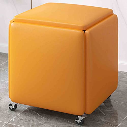 Nesting Stool Ottomans - 5 in 1 PU Leder Sitz, Latex & Metall Rahmen, Aufbewahrungsstuhl mit Bremsen Rollen - Vielseitige Wohnzimmer-Sitzlösung Nesting Stool Ottomans - 5 in 1 PU Leder Sitz, Latex & Metall Rahmen, Aufbewahrungsstuhl mit Bremsen Rollen - Vielseitige Wohnzimmer-Sitzlösung von Generisch
