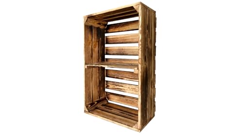 Neue Obstkisten mit Mittelbrett Holzkisten Weinkisten Apfelkisten Kommode Regal Geflammte 60x40x20cm von Generisch