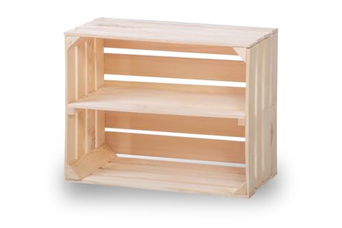 Neue Obstkisten mit Mittelbrett Holzkisten Weinkisten Apfelkisten Kommode Regal Natur 50x40x30cm von Generisch