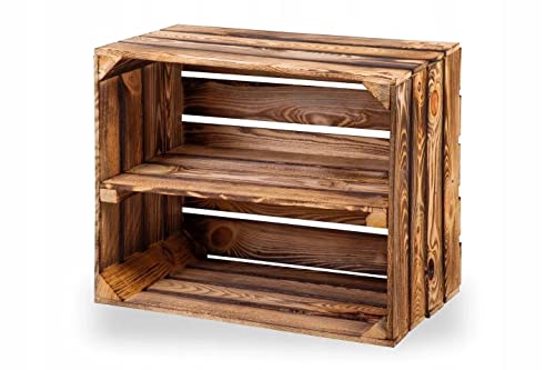 Neue Obstkisten mit Mittelbrett Holzkisten Weinkisten Apfelkisten Regal Kommode Geflammte 50x40x30 cm Neue Obstkisten mit Mittelbrett Holzkisten Weinkisten Apfelkisten Regal Kommode Geflammte 50x40x30 cm von Generisch