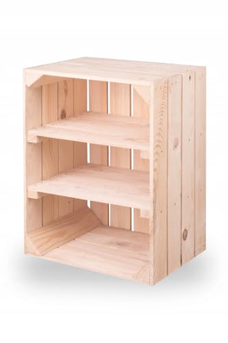 Neue Obstkisten mit Mittelbrett Holzkisten Weinkisten Apfelkisten Regal Kommode Natur 50x40x30cm von Generisch
