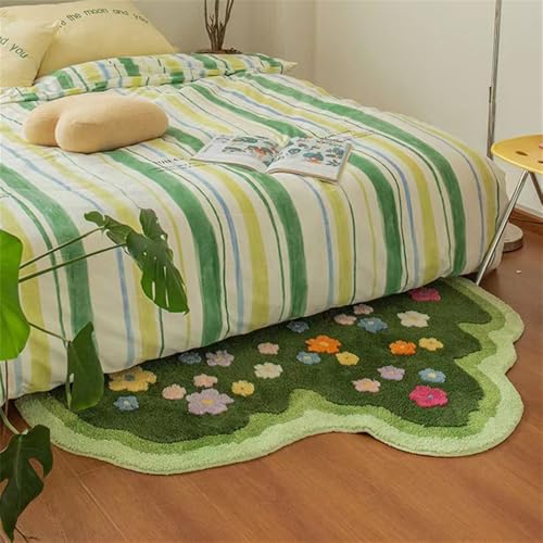 Niedlicher grüner Moos-Teppich – weicher Mikrofaser-Fleece-Teppich für Schlafzimmer, Wohnzimmer und Sofa-Dekor (50 x 100 cm) – unregelmäßiges Design, gemütlicher Akzent für Zuhause von Generisch