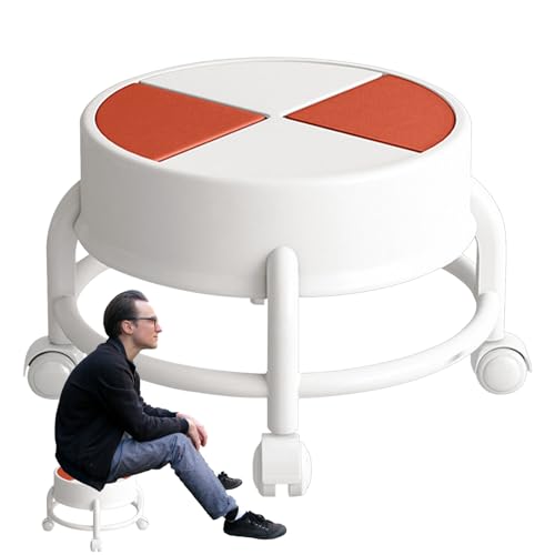 Niedriger Rollhocker,Niedriger Rollhocker,Rollstuhl-Hockersitz - Rollbarer Tritthocker, Rollhockerstuhl mit 360° drehbaren Rädern, rotierender Riemenscheiben-niedriger Hocker für Garage, Geschäft von Generisch