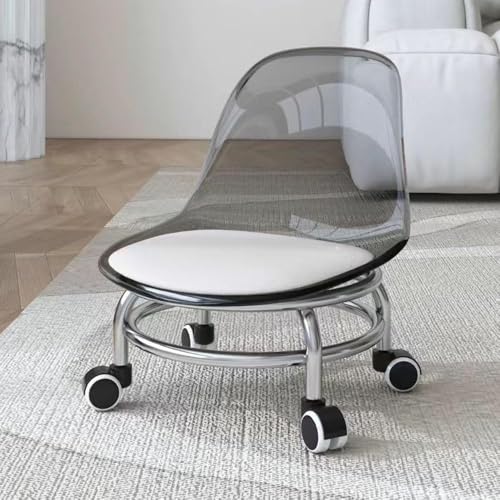 Niedriger Rollhocker aus Metall, Acryl, bequemer Rollsitz mit Rückenlehne und 360-Grad-Drehrollen für Zuhause, Büro, Garten, Garage oder Geschäft, Grau Niedriger Rollhocker aus Metall, Acryl, bequemer Rollsitz mit Rückenlehne und 360-Grad-Drehrollen für Zuhause, Büro, Garten, Garage oder Geschäft, Grau von Generisch