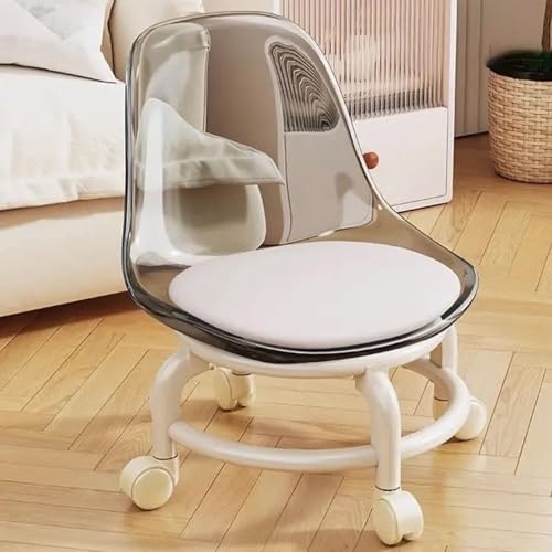 Niedriger Rollhocker mit 360°-Rollen, transparenter Acrylrahmen, gepolsterter Sitz (grau) von Generisch