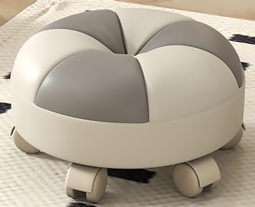 Niedriger Rollhocker mit Rollen, Rollsitz, kurzer Hocker mit universellen Lenkrollen, Leder, niedrig, kleine Hocker auf Rädern, für Zuhause, Büro, Fitness, Garage von Generisch