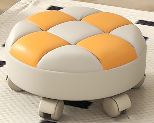 Niedriger Rollhocker mit Rollen, Rollsitz, kurzer Hocker mit universellen Lenkrollen, Leder, niedrig, kleine Hocker auf Rädern, für Zuhause, Büro, Fitness, Garage von Generisch