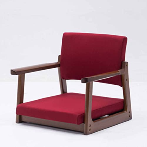 Niedriger Stuhl im japanischen Stil mit Armlehne und Rückenlehne, Tatami-Stuhl aus Massivholz, bequemes Kissen für Erkerfenster oder Büro von Generisch