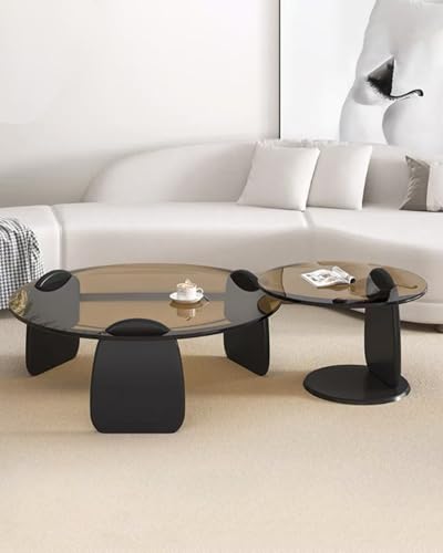 Nisttische, Couchtisch rund, Couchtisch für Wohnzimmer, Schlafzimmer, Büro, Balkon, Wohnung Glas Nest von Tischen von Generisch