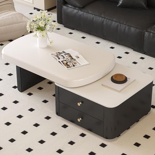 Nisttische 2er-Set – Moderne Couchtische mit geschlossener doppellagiger Schublade – einziehbare stapelbare Beistelltische für Wohnzimmer, Schlafzimmer und Büro von Generisch