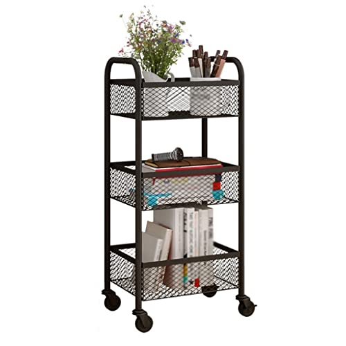 Nizer Trolley mit 3 Ebenen, ausziehbar, mit Rollen, für Bad und Küche, einfache Montage, Nero von Generisch