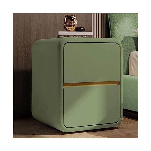 Nordic Design Nachttisch aus Leder mit 2 Schubladen - Stilvoller Beistelltisch aus Holz für Schlafzimmer & Wohnzimmer - Eleganter Nachttisch - Moderne Wohnmöbel von Generisch
