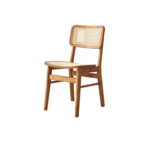 Nordic Esszimmerstuhl aus Holz mit Rattan-Rückenlehne, bequemer Büro- und Heimschreibtischstuhl für Restaurant, Hotel und Freizeit, stilvolles und ergonomisches Design von Generisch
