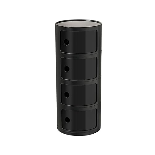 Nordic Ins Style Moderner weißer runder Nachttisch mit 4 Ebenen, kreativer kleiner Schrank für Schlafzimmer, schwarze Farboption Nordic Ins Style Moderner weißer runder Nachttisch mit 4 Ebenen, kreativer kleiner Schrank für Schlafzimmer, schwarze Farboption von Generisch